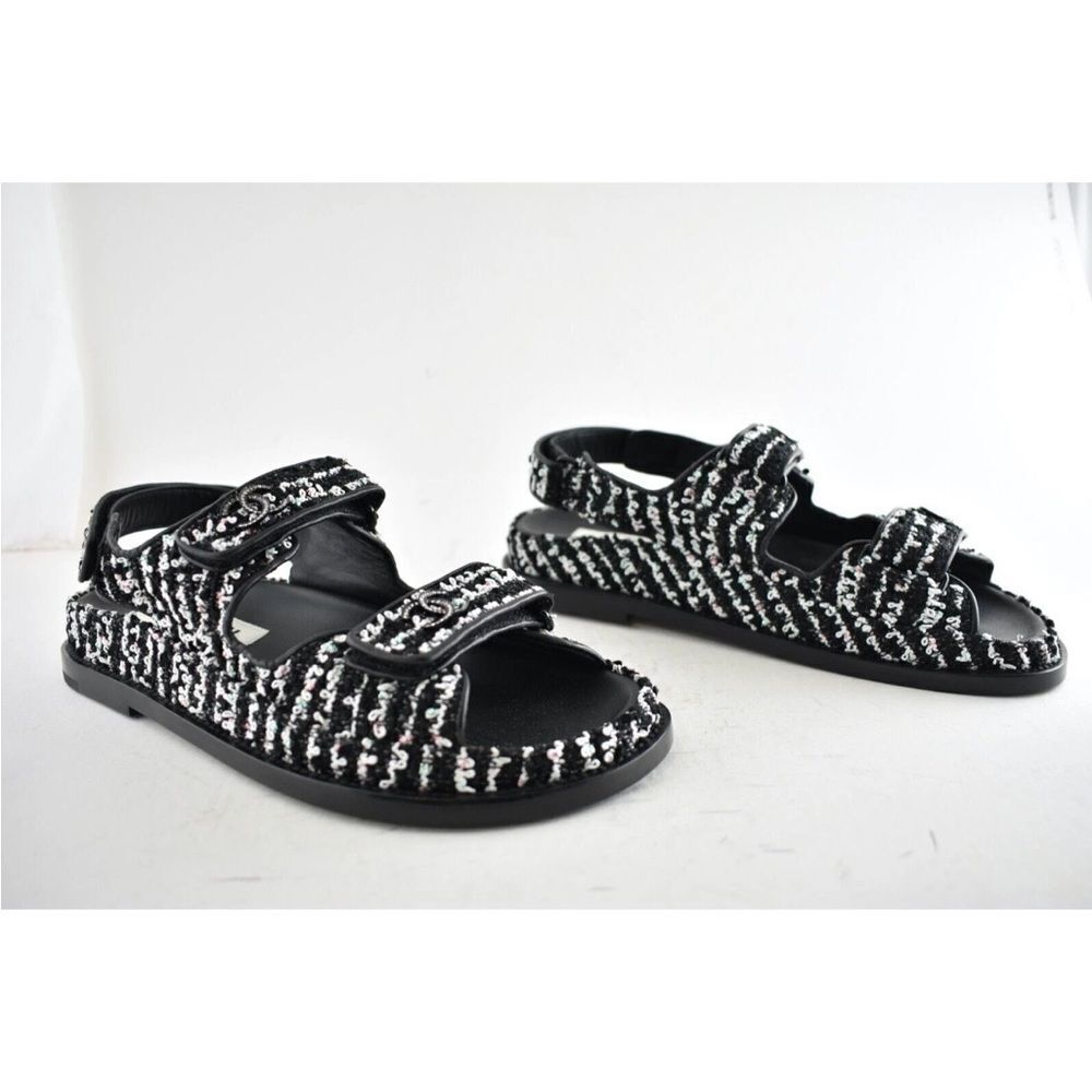 CHANEL CC tweed dad sandals, US 9 - Picture 4 of 15